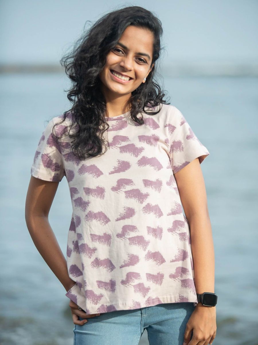 Aurora waves women's organic cotton casual top