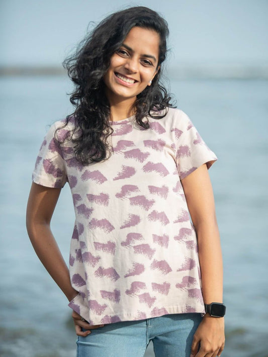 Aurora waves women's organic cotton casual top