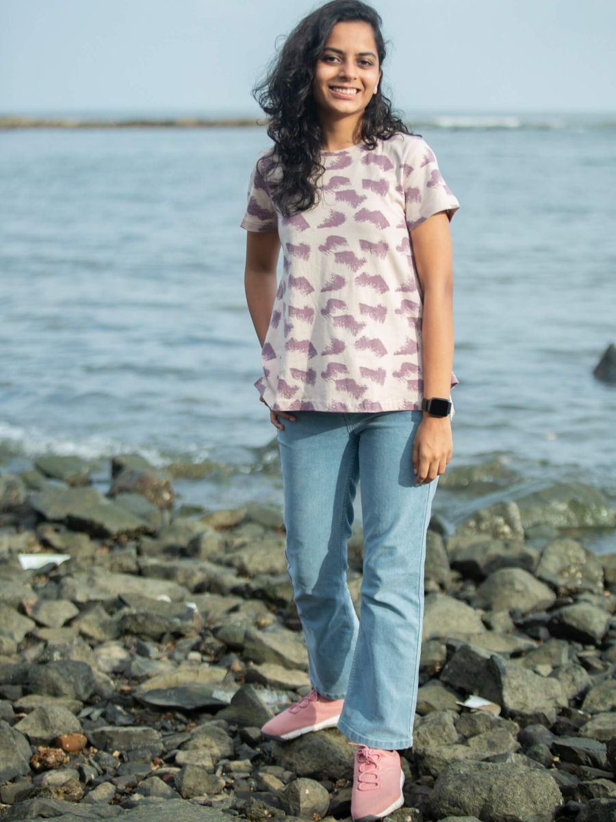 Aurora waves women's organic cotton casual top