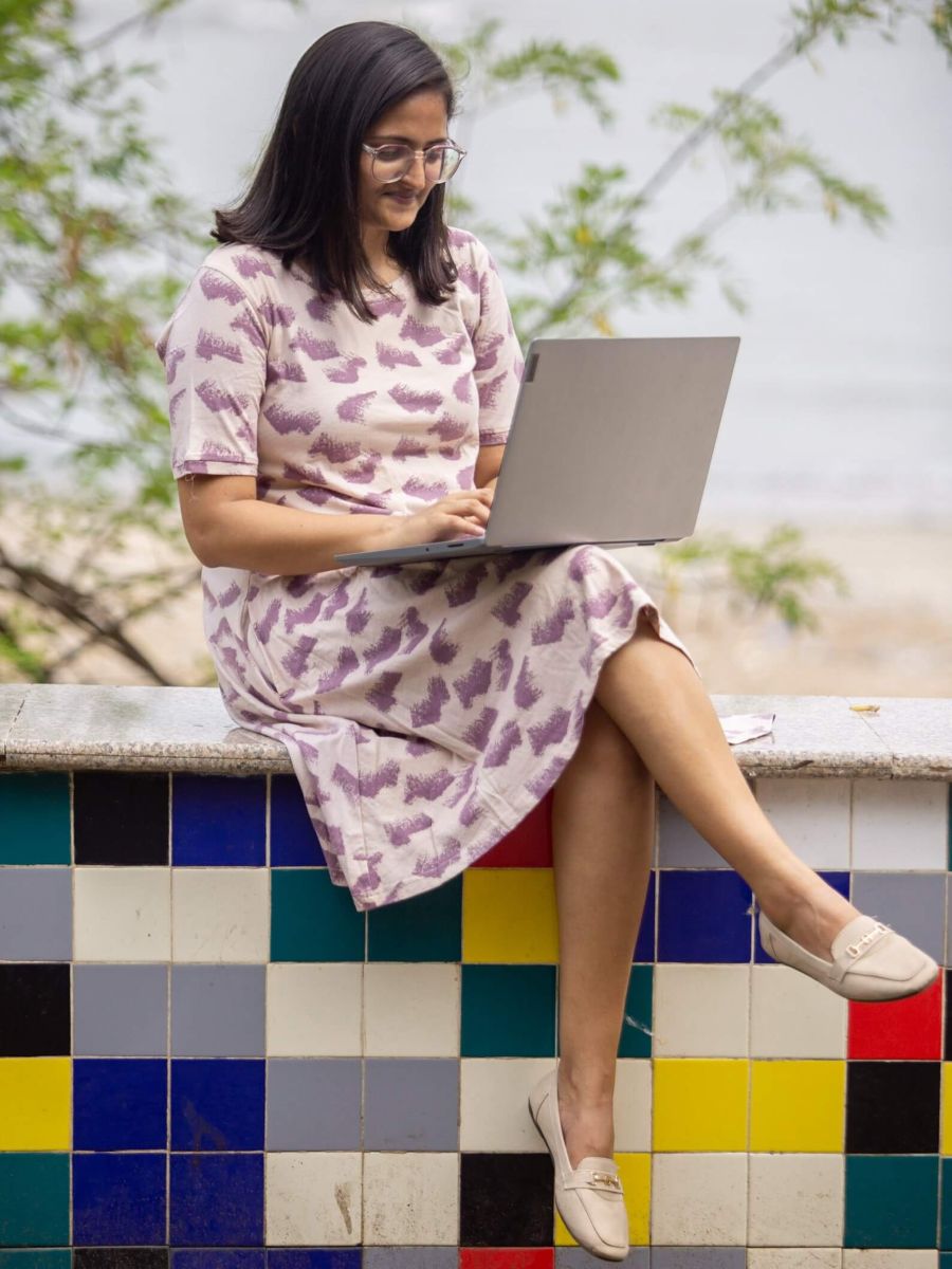 Aurora waves women's organic cotton casual dress