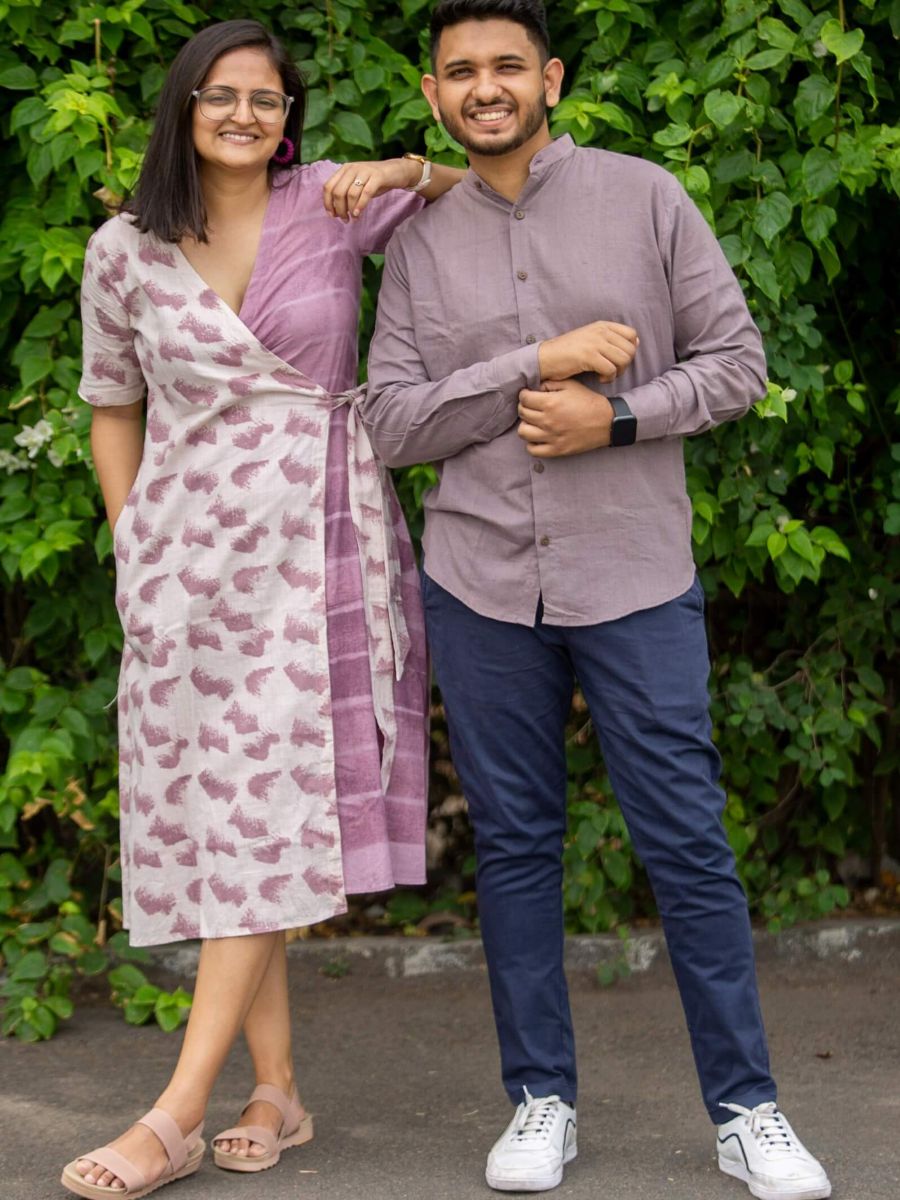 Aurora waves women's handwoven cotton formal dress