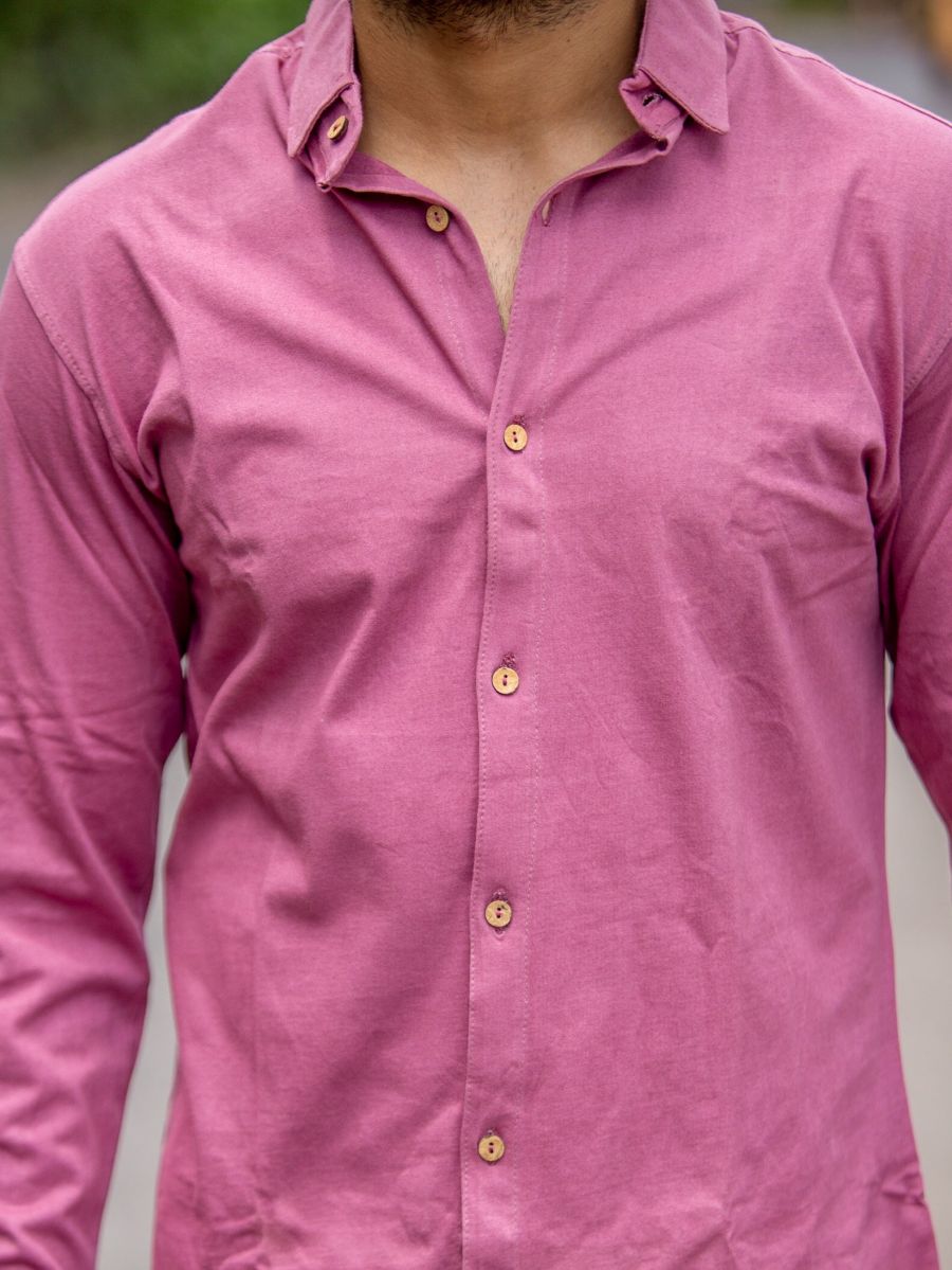 Beet rose men's organic cotton casual shirt