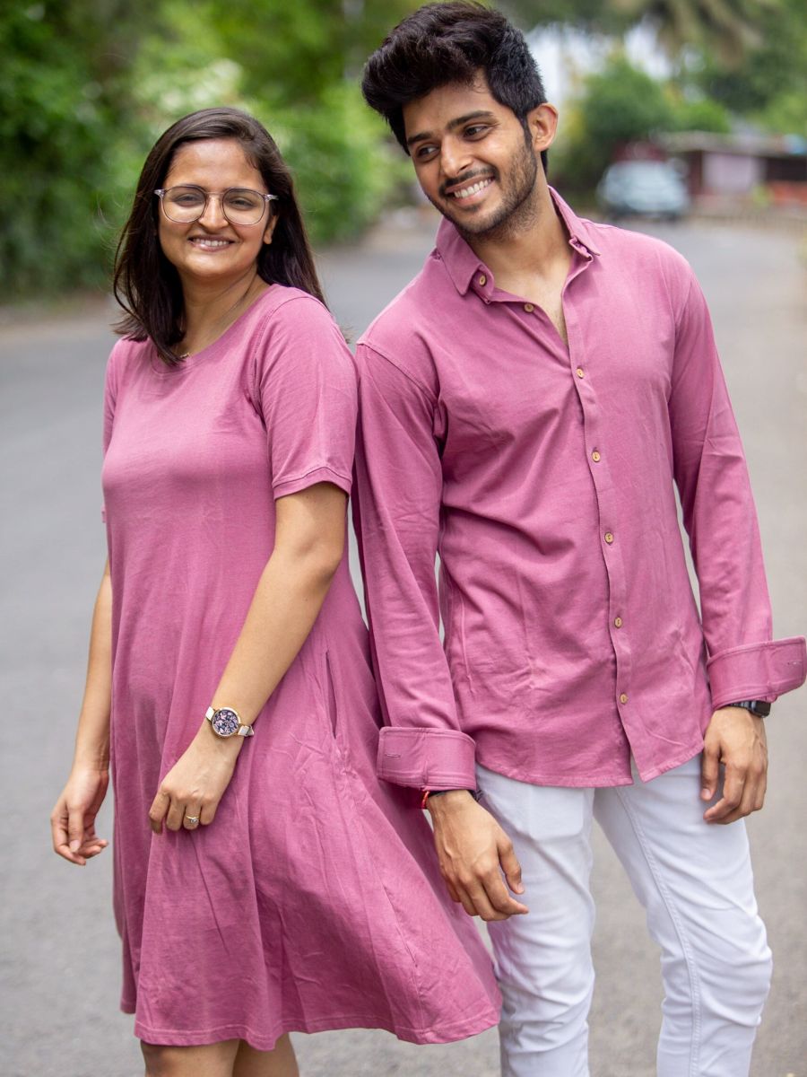 Beet rose men's organic cotton casual shirt