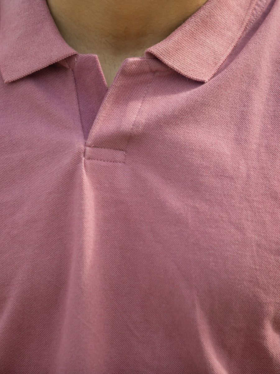 Beet rose men's organic cotton polo neck t-shirt