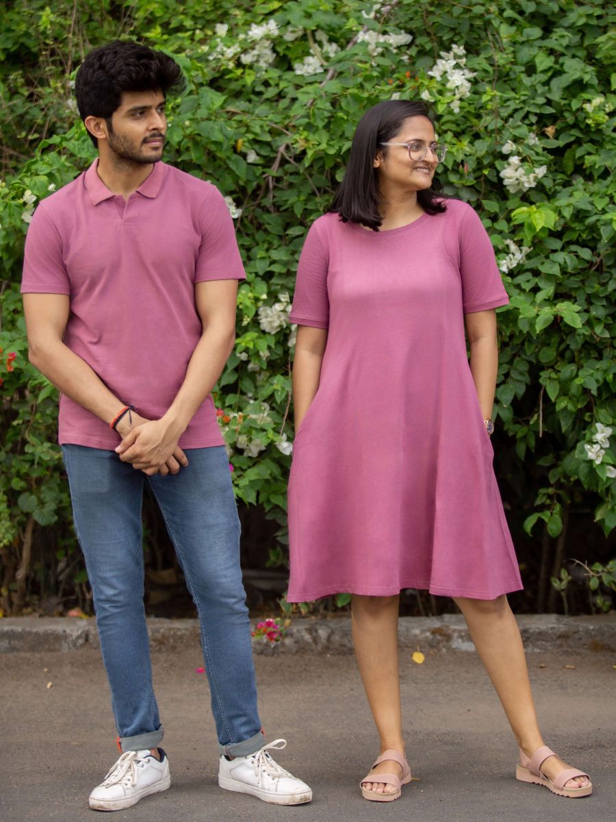 Beet rose men's organic cotton polo neck t-shirt