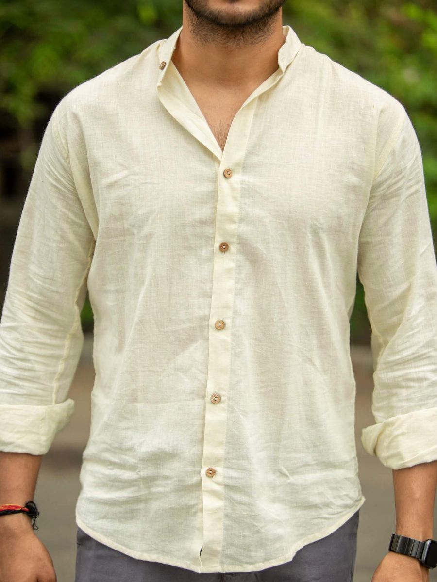 Off white mandarin collar shirt