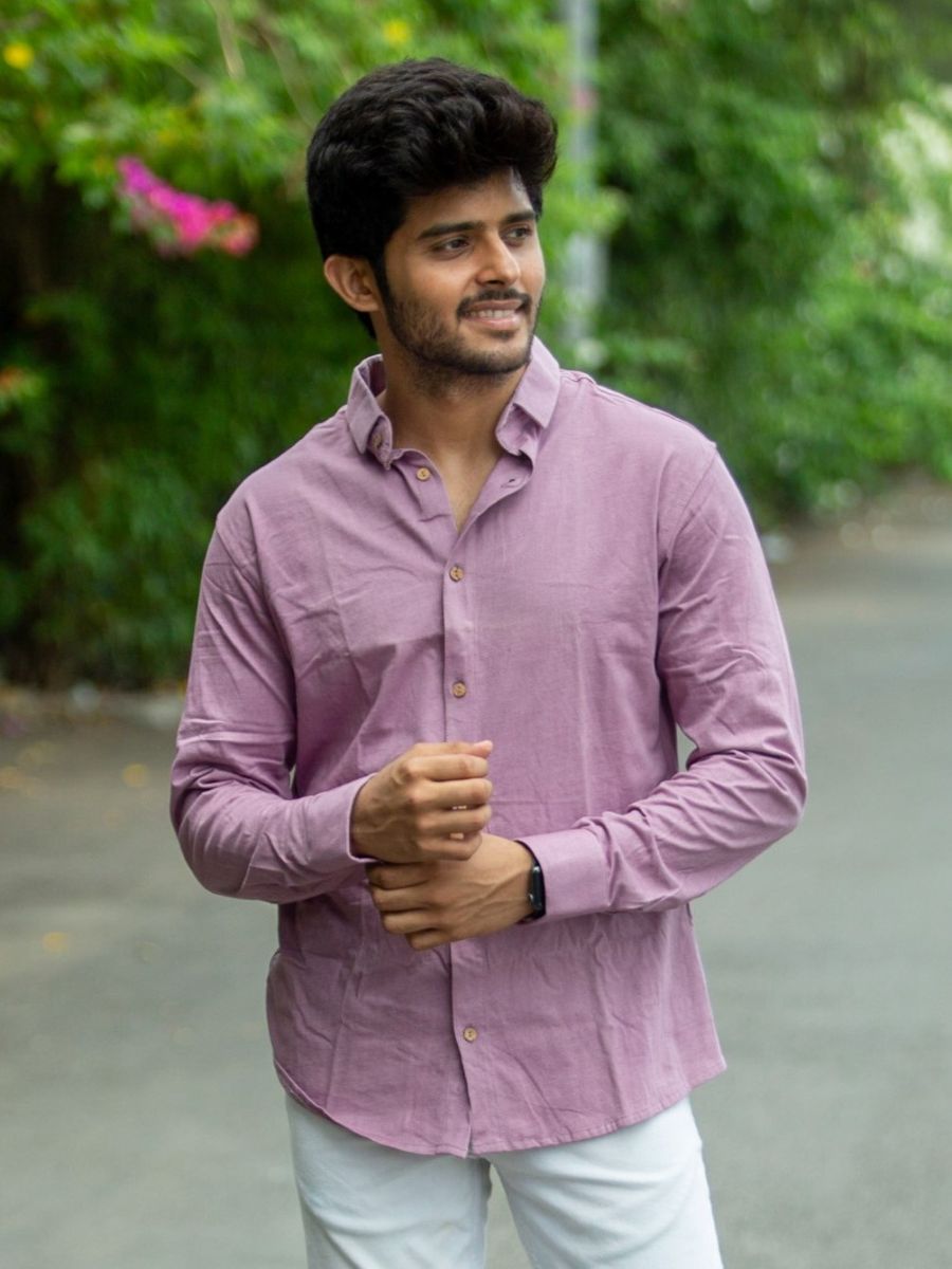 Dusky orchid men's organic cotton casual shirt