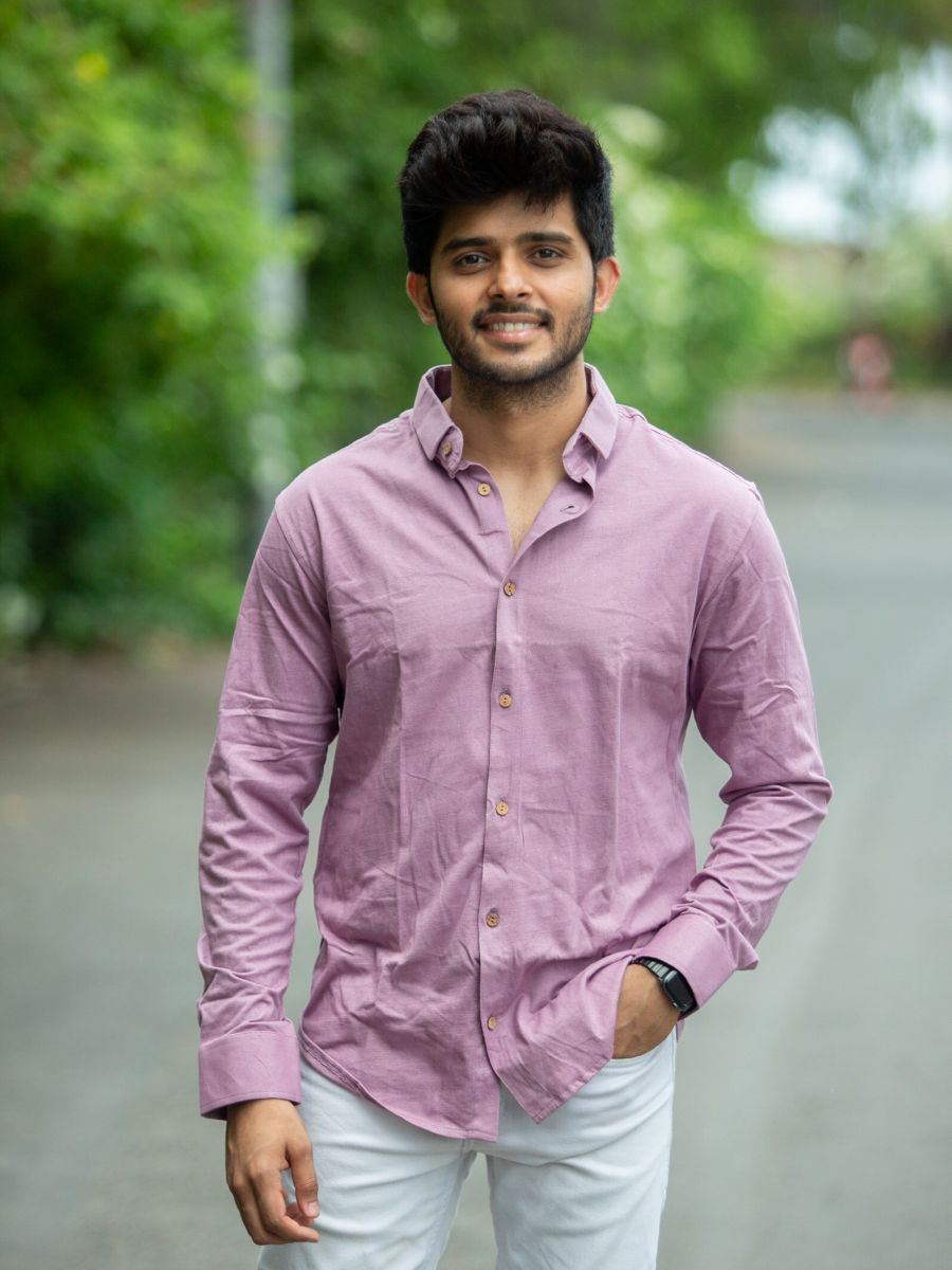 Dusky orchid men's organic cotton casual shirt