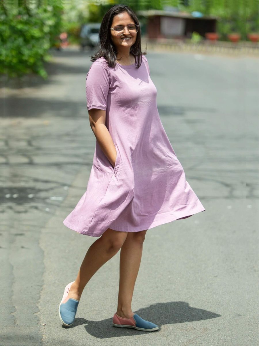 Dusky orchid women's organic cotton casual dress