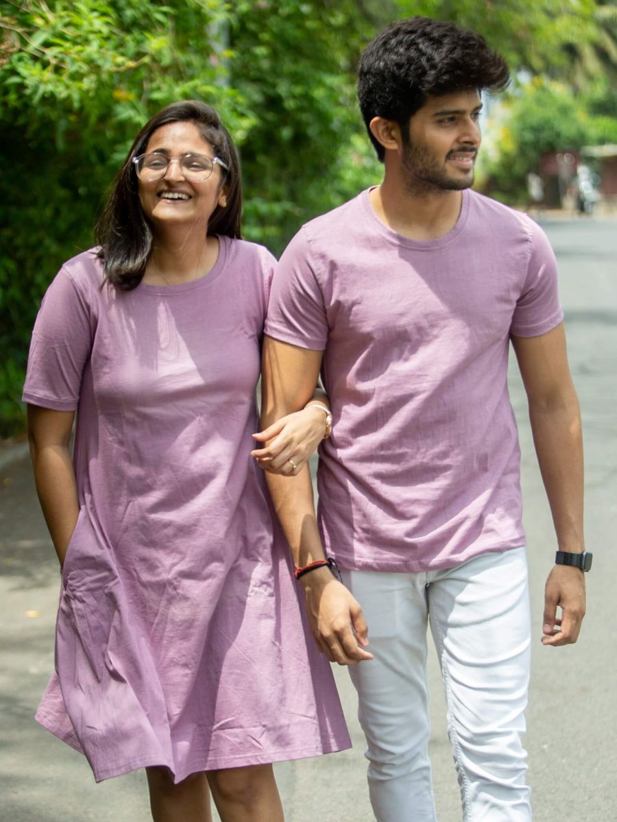 Dusky orchid women's organic cotton casual dress