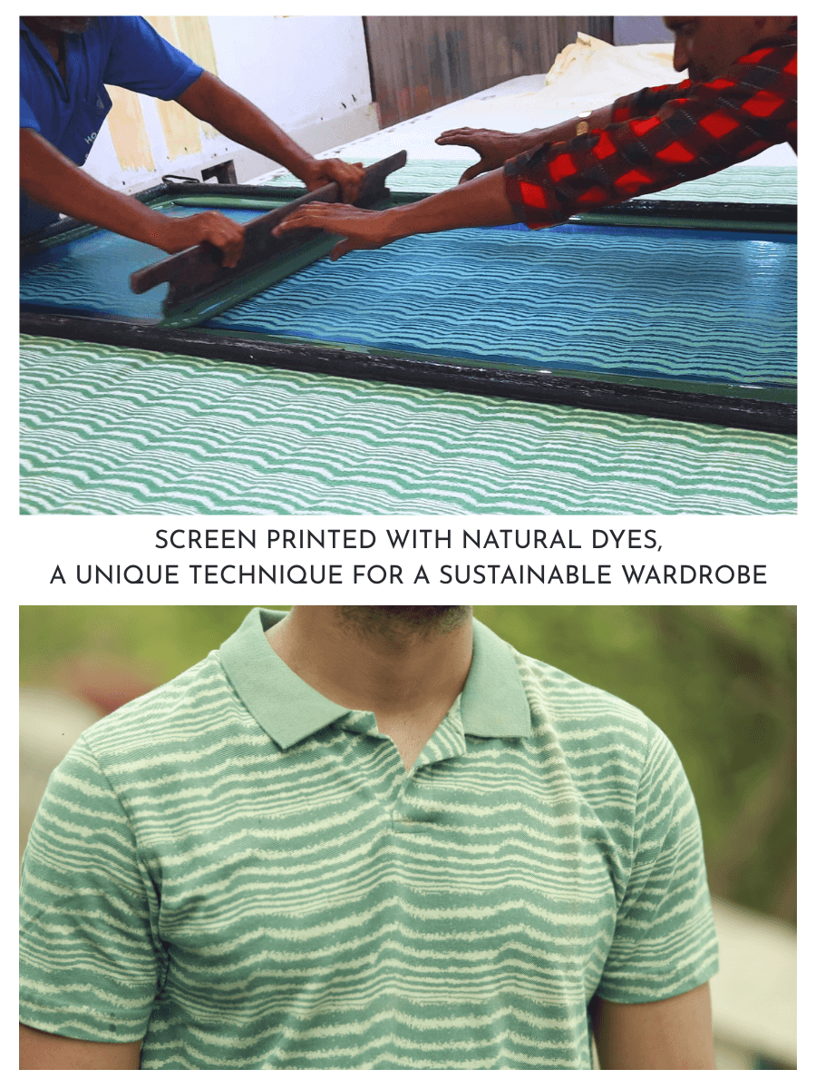 Fading waves men's organic cotton collared t-shirt