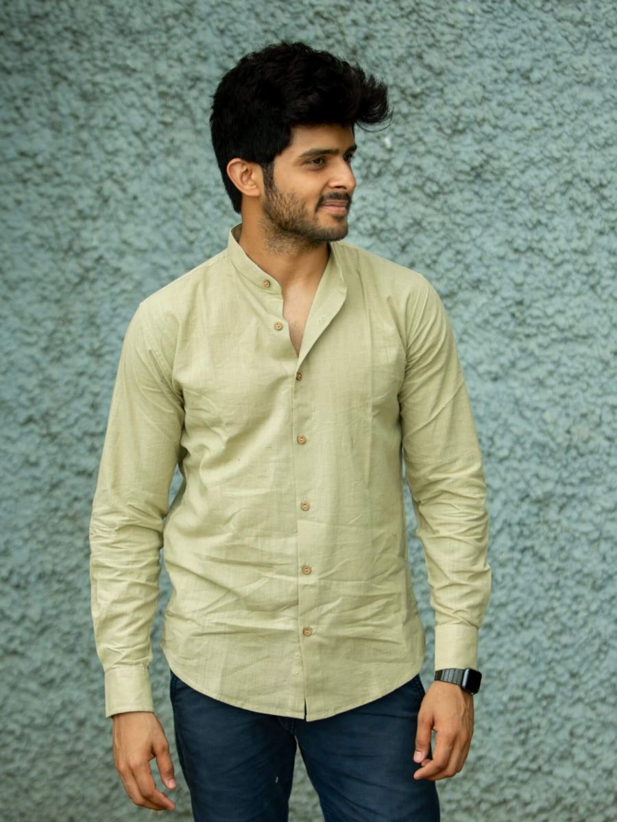 Pistachio Mandarin Collar Shirt