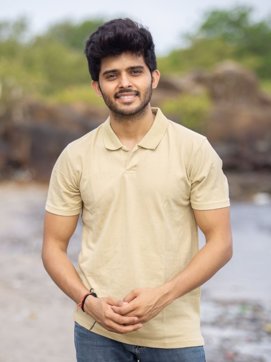 Pistachio men's organic cotton collared t-shirt