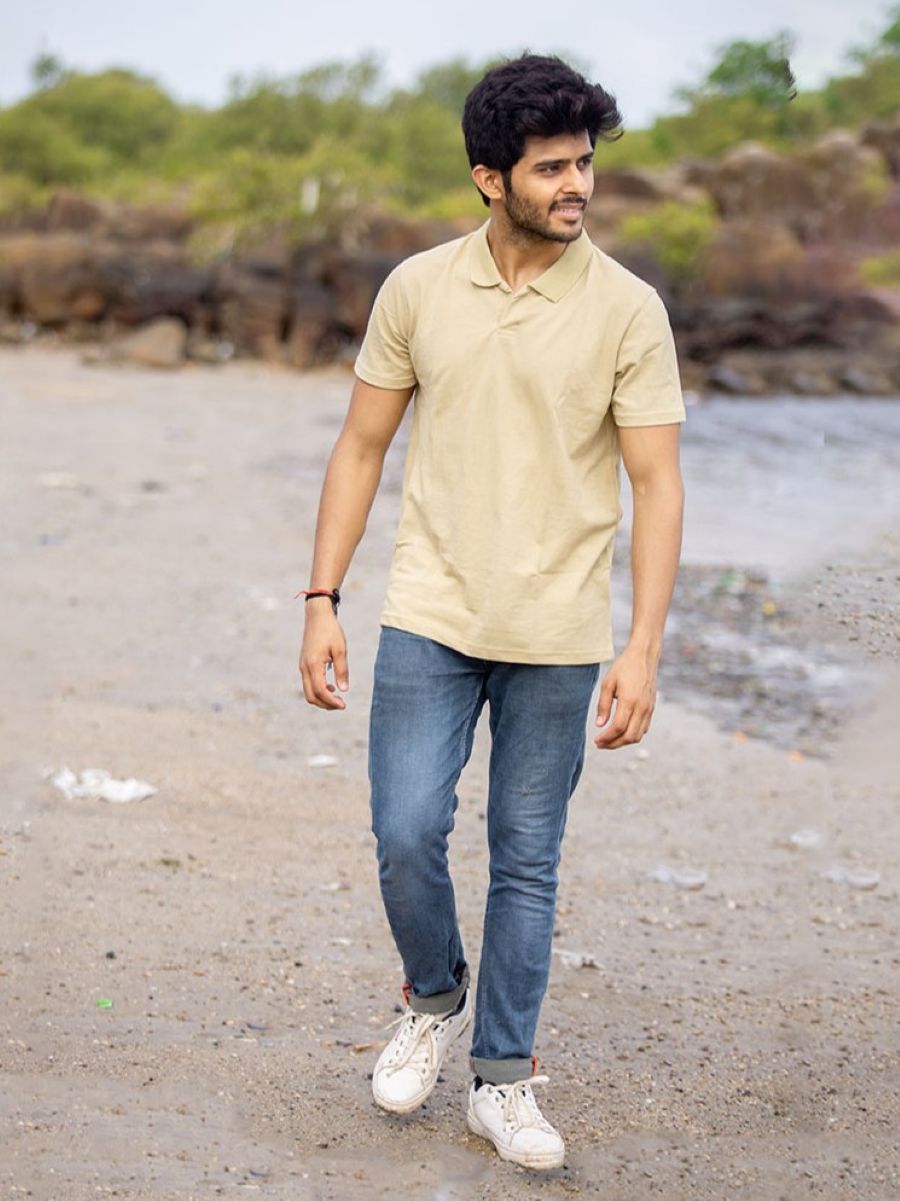 Pistachio men's organic cotton collared t-shirt