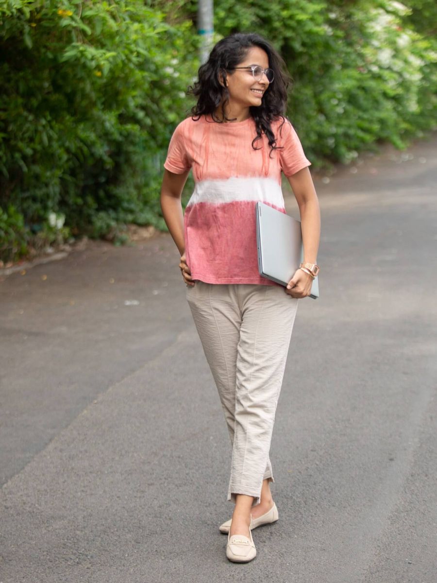 Rare red women's organic cotton casual top