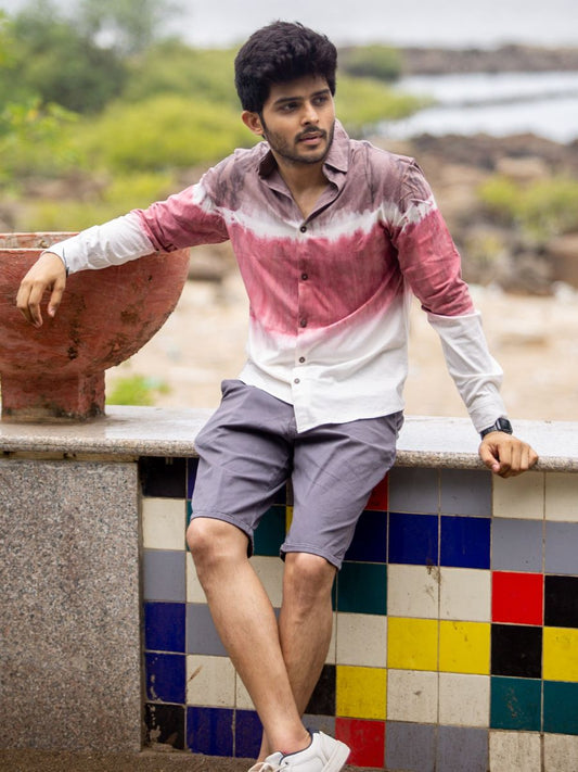 Rare red men's organic cotton casual shirt