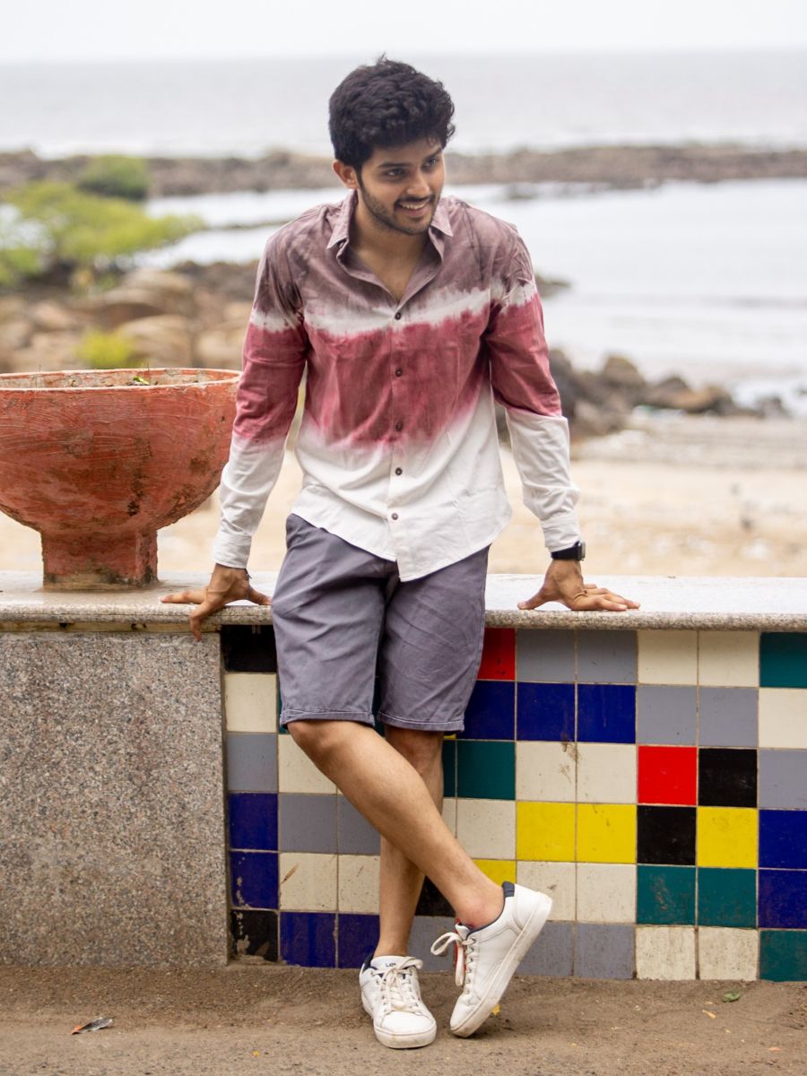 Rare red men's organic cotton casual shirt