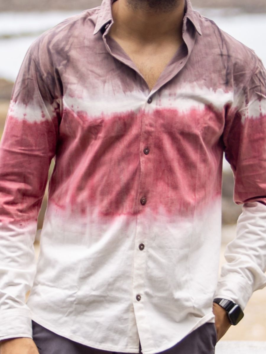 Rare red men's organic cotton casual shirt