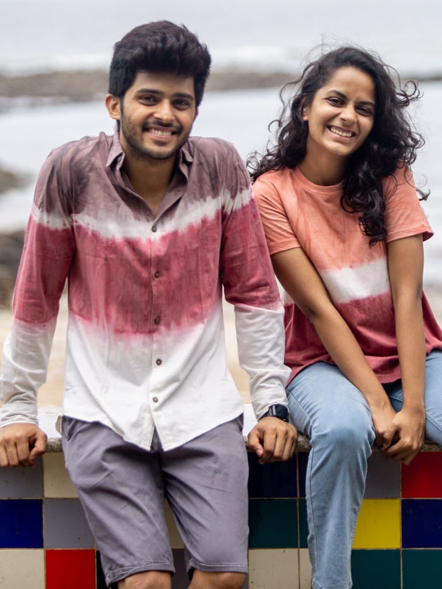 Rare red men's organic cotton casual shirt