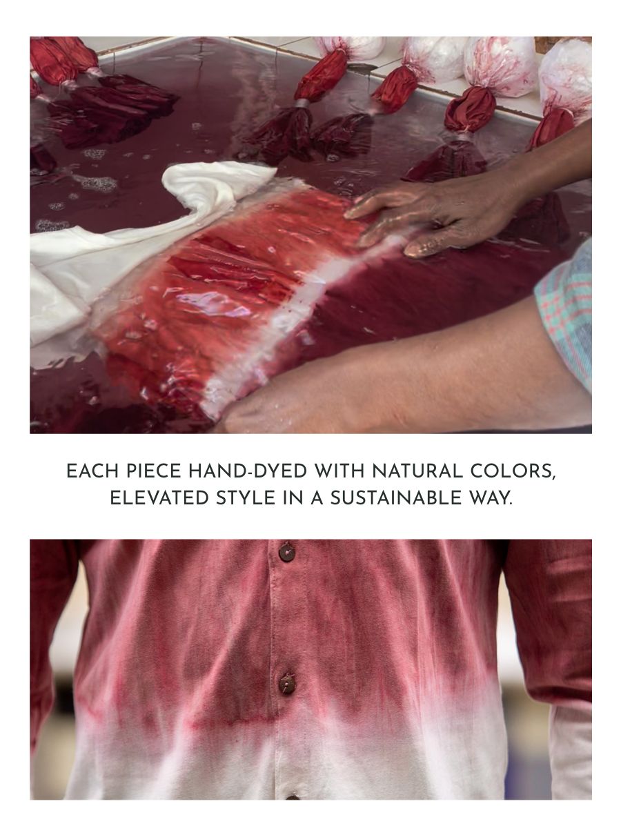 Rare red men's organic cotton casual shirt