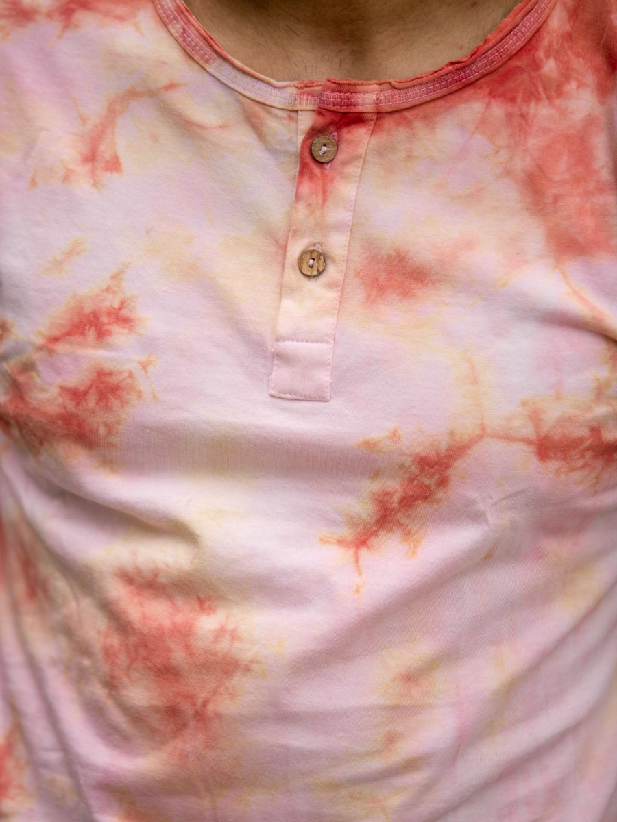 Men's Tie Dyed Henley Collar Casual T-Shirt