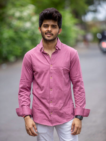 Beet rose men's organic cotton casual shirt