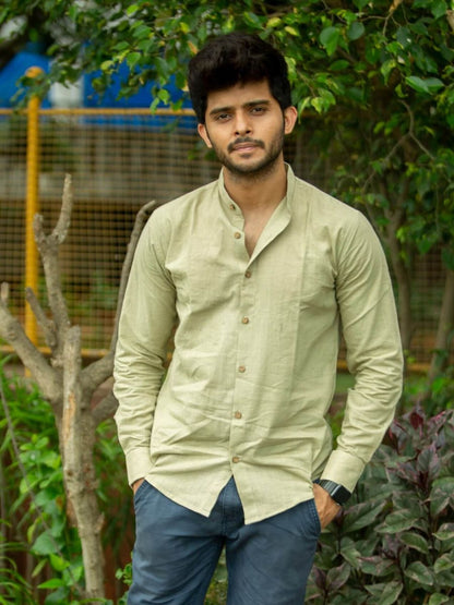 Pistachio Mandarin Collar Shirt